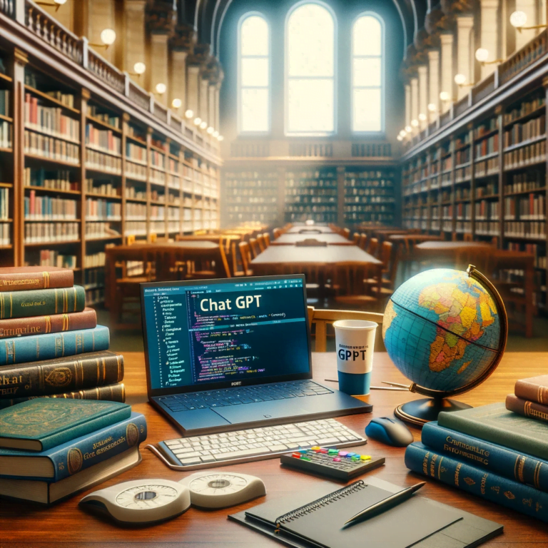 DALL·E 2023 12 16 14.07.46 Create a photorealistic image of an academic library setting for the book Chat Gpt with the subtitle Prompt Engineering. Feature the book on a tab